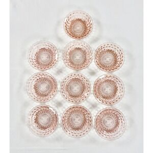 10 Vintage Jeannette Windsor Pink Depression Glass Berry Dessert Bowls 4.75"